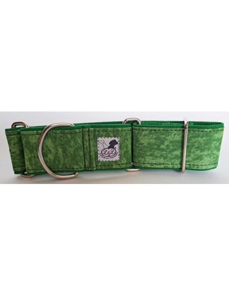 Collar whippet en tela loneta verde hierba