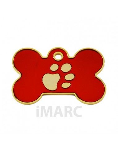 Placa identificativa para perro, hueso con huella grabada pequeña