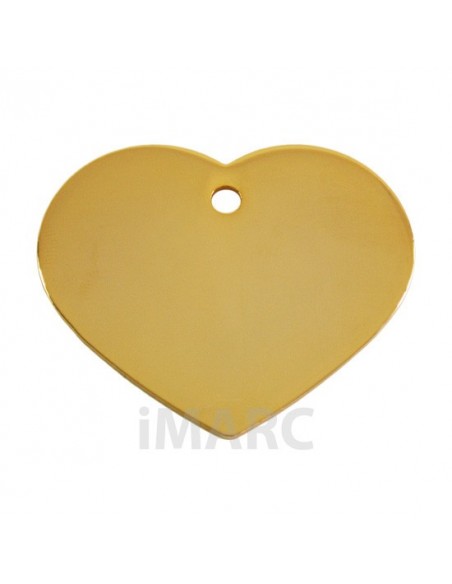 Placa identificativa para perro, corazón bañada en oro pequeña